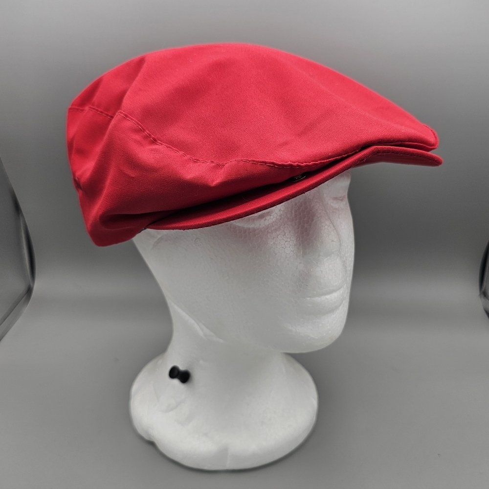 Vtg Eddie Bauer Red Cotton Newsboy Hat Cabbie Cap Men’s Sz L USA Water Repellant
